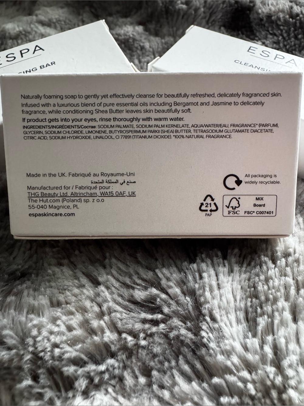 NIB ESPA Bergamot & Jasmine Cleansing Bar travel/trial size - Picture 3 of 4
